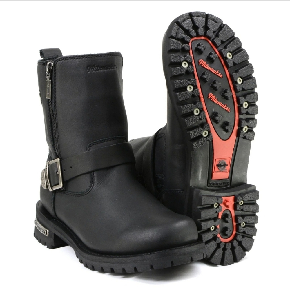 Milwaukee Motorcycle  MB407 Men's Black Afterburner Leather Boots Size 9.5D
